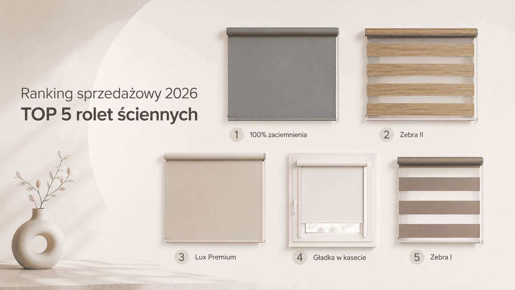 Ranking sprzedażowy 2026 – TOP 5 rolet ściennych Decodesign